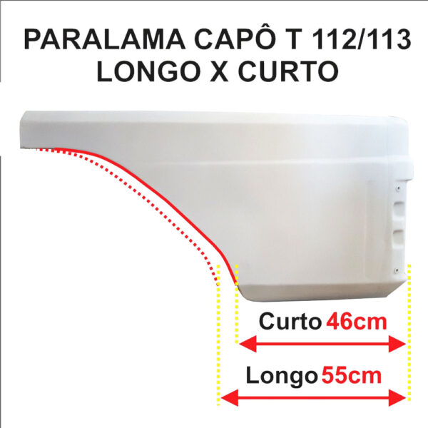 Para-Lama Capo em Fibra para Caminhão Scania T 112 / 113 / 142 / 143 Longo Lado Direito