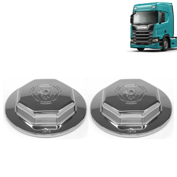 Par Sobre Tampa Cubo Cromada Dianteira para Caminhão Scania NTG Freio a Disco