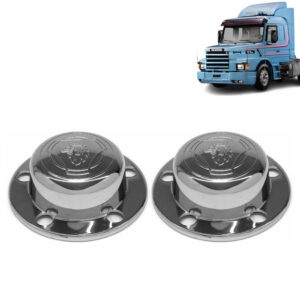 Par Sobre Tampa Cubo Cromada Dianteira para Caminhão Scania 112 / 113 / 142 / 143 / P93