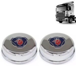 Par Sobre Tampa Cromada Cubo Dianteiro para Caminhão Scania S4 P94 / 114 / 124 Decorada