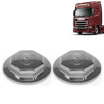 Par Sobre Tampa Cubo Cromada Dianteira para Caminhão Scania S5 / S6 / S7 NTG
