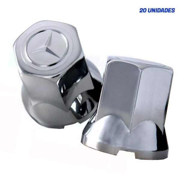 Kit 20 Capas de Porca Cromadas Mercedes-Benz 32mm