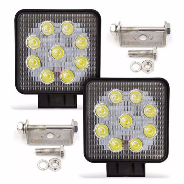 Par Farolete Led Quadrado 9 Leds 27W 12v / 24v