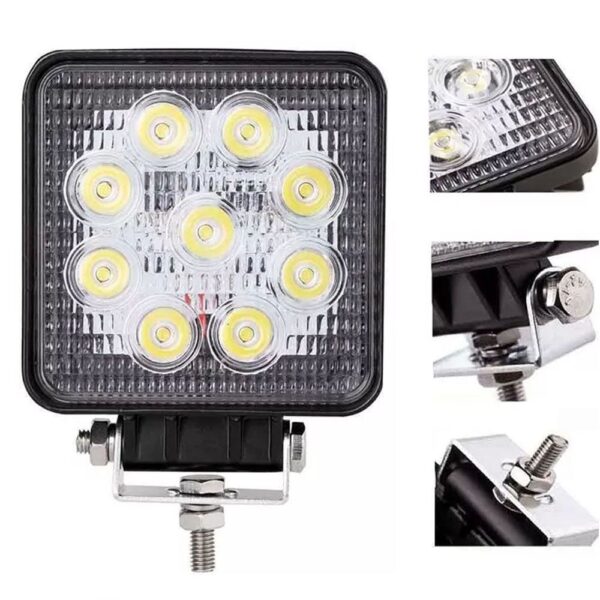 Par Farolete Led Quadrado 9 Leds 27W 12v / 24v