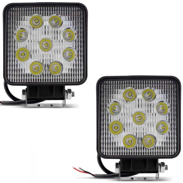 Par Farolete Led Quadrado 9 Leds 27W 12v / 24v