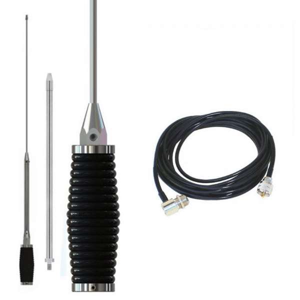 Kit Antena PX Maria Mole Vareta Aço Inox + Prolongador de 60 cm + Cabo