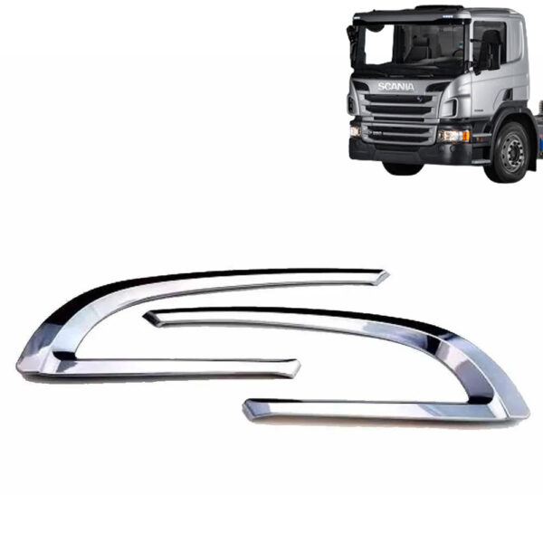 Par de Acabamentos Entrada de Ar Cromado para Caminhão Scania P S5 Moderno