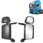 Espelho Retrovisor Plástico Injetado Completo Convexo Lado Direito com Auxiliar para Caminhão Scania P / G / R 124 S5