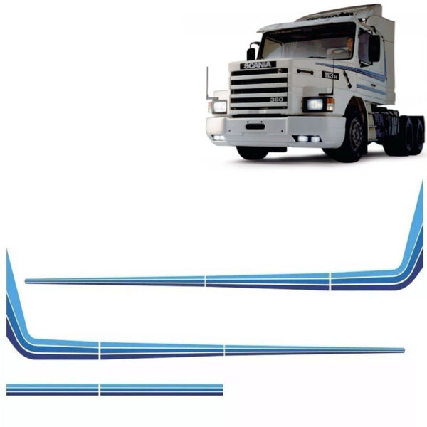 Kit Faixa Adesiva Azul Para Caminhão Scania T 113 Modelo 94