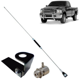Antena Px Cromada Bobinada para Caminhonete 67cm Com Suporte
