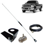 Antena Px Cromada Bobinada para Caminhonete 67 cm Com Suporte e Cabo
