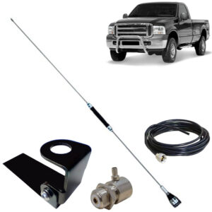 Antena Px Cromada Bobinada para Caminhonete 67 cm Com Suporte e Cabo