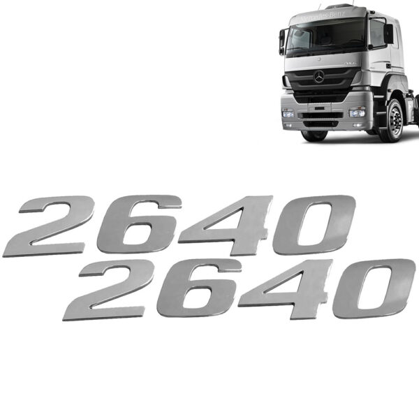 Par Letreiro Emblema Cromado para Caminhão Mb Axor 2640 Par Letreiro Emblema Cromado para Caminhão Mb Axor 2640