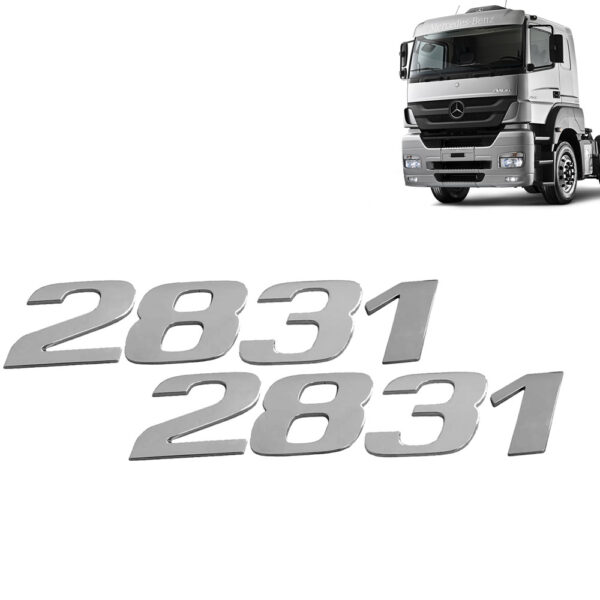 Par Letreiro Emblema Cromado para Caminhão Mb Axor 2831