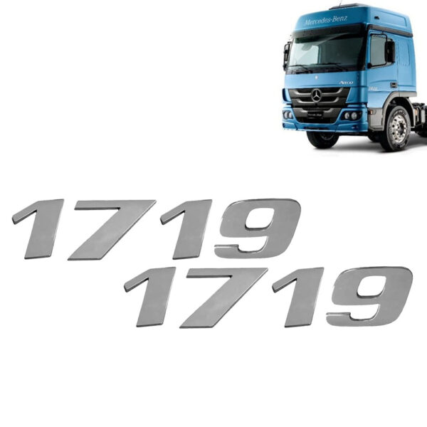 Par Letreiro Emblema Cromado para Caminhão Mb Atego 1719