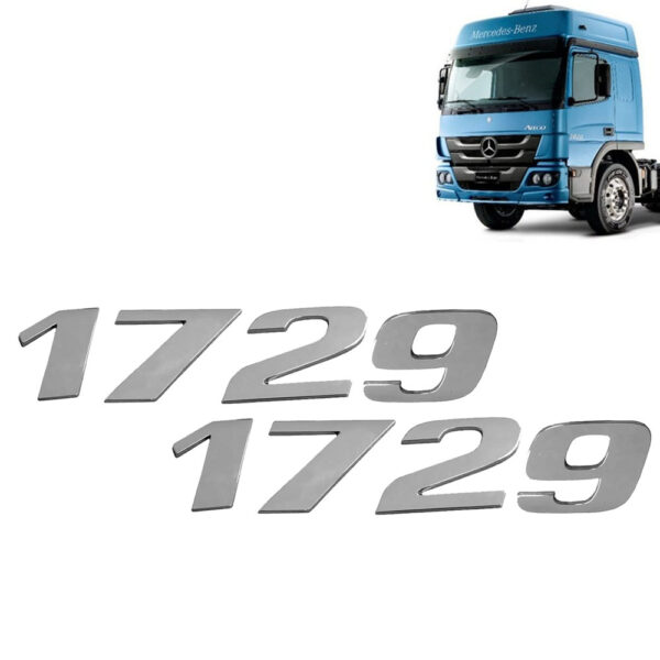 Par Letreiro Emblema Cromado para Caminhão Mb Atego 1729 Par Letreiro Emblema Cromado para Caminhão Mb Atego 1729