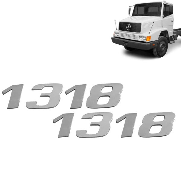Par Letreiro Emblema Cromado para Caminhão Mb 1318