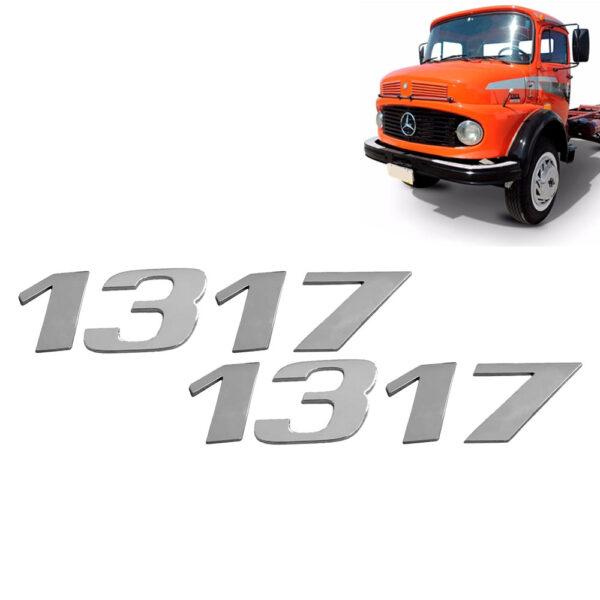 Par Letreiro Emblema Cromado para Caminhão Mb 1317