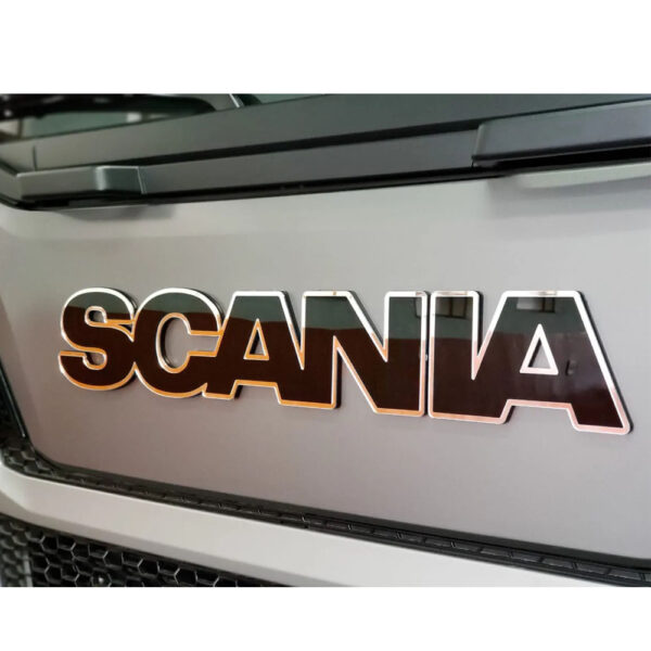 Emblema Letreiro Frontal Grade para Caminhão Scania NTG Black Piano