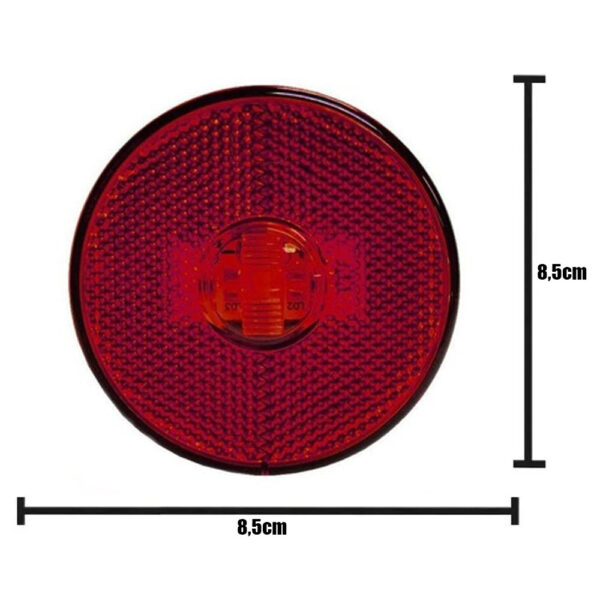 Lanterna Lateral Carreta LED Vermelha 85mm 12V 24V sem Suporte