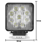 Par Farolete Led Quadrado 9 Leds 27W 12v / 24v
