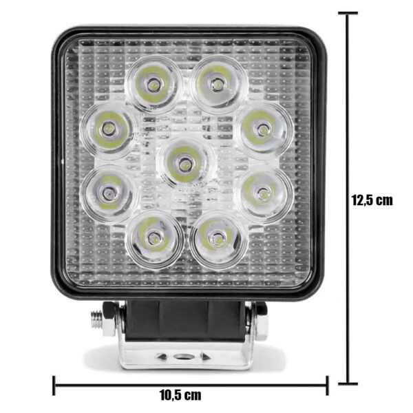 Par Farolete Led Quadrado 9 Leds 27W 12v / 24v