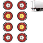 Kit Lanternas Traseiras de Led Tampa Baú Caminhão Carreta 8 Unidades