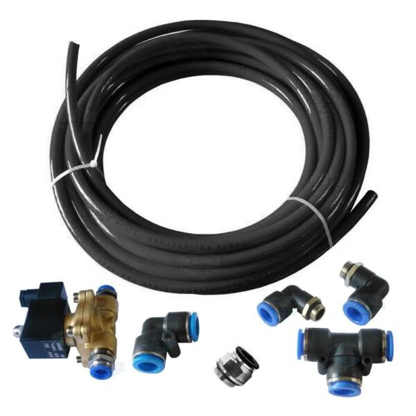 Kit 2 Buzinas Marítima 1 Metro para Caminhão 24V + Válvula solenoide de 1/2 C/ Suporte Sem Furar Teto
