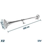 Kit 2 Buzinas Marítima 1 Metro para Caminhão 24V + Válvula solenoide de 1/2 C/ Suporte Sem Furar Teto