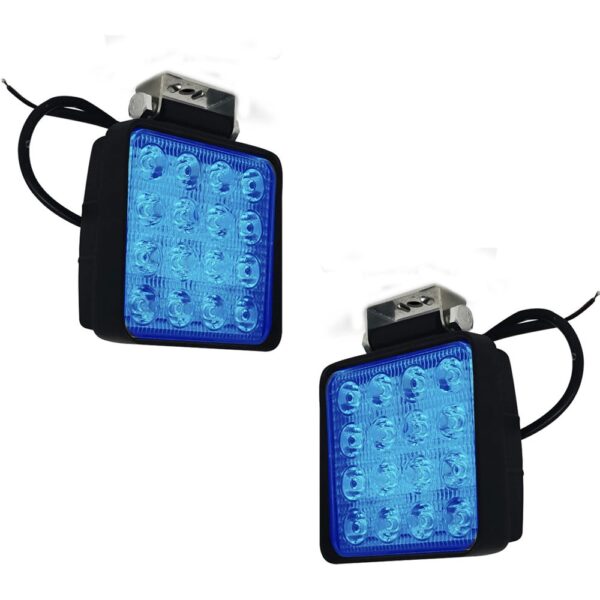 Par Farol Auxiliar 16 LEDs 48W Quadrado 12v / 24v Luz Azul