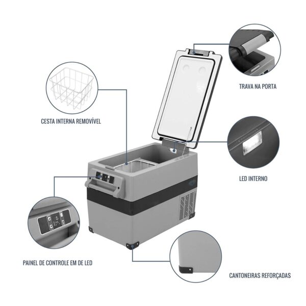 Geladeira Portátil 35 Litros 110v 220v 12v 24v Digital Quadrivolt