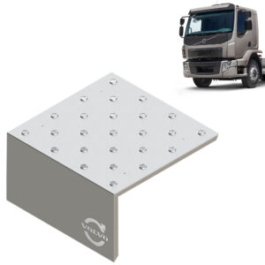 Aplique Inox Coluna Tampa Caixa Bateria para Caminhão Volvo Vm após 2021 com Repuxe
