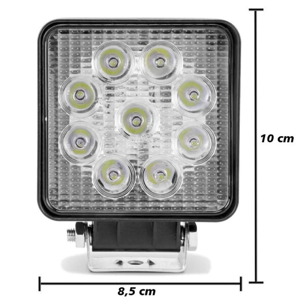 Par Farolete Farol Auxiliar Led Bivolt Quadrado 9 LEDS 8,5 cm