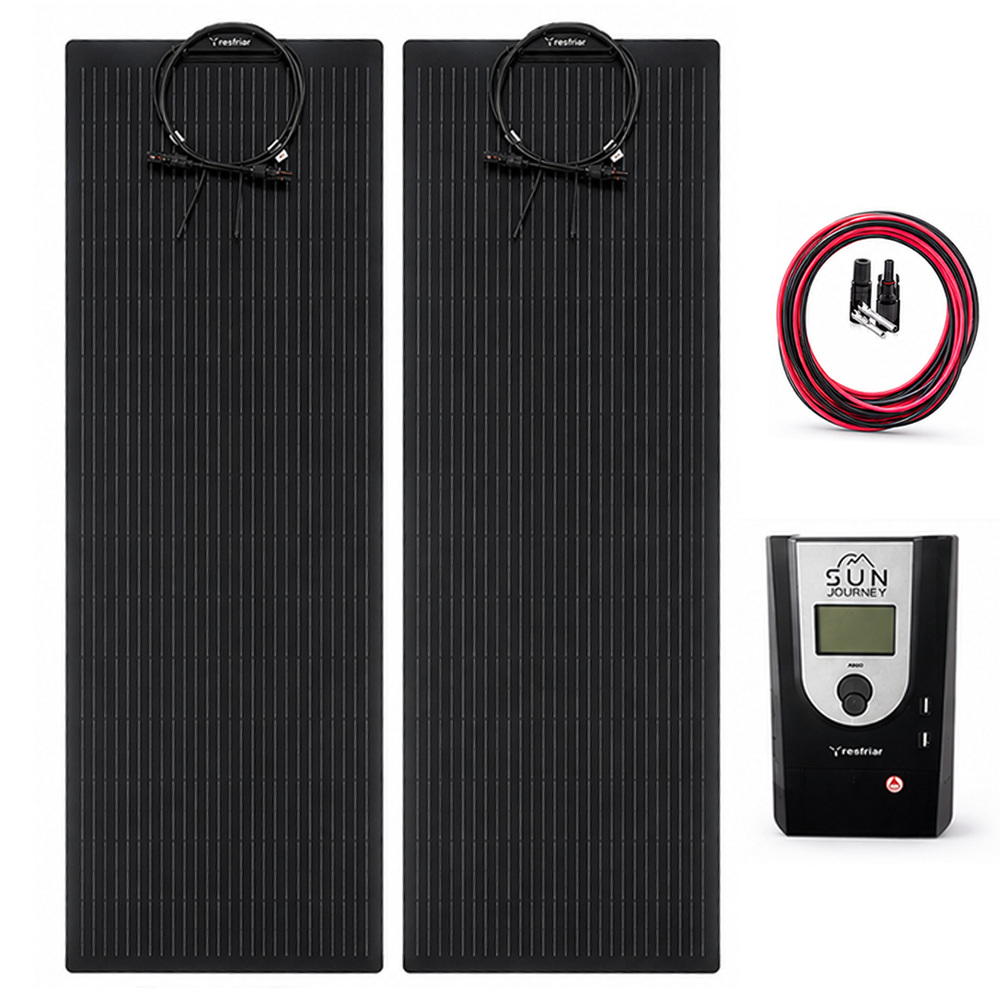Kit Placa Painel Solar Resfriar Flexível 200W para Caminhão 12V 24V