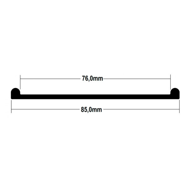Perfil Borracha Liso Preto para Tanque Combustível Caminhão 76 mm x 4 metros