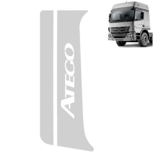 Par Aplique Inox Coluna da Porta para Caminhão Mb Atego - Escrita