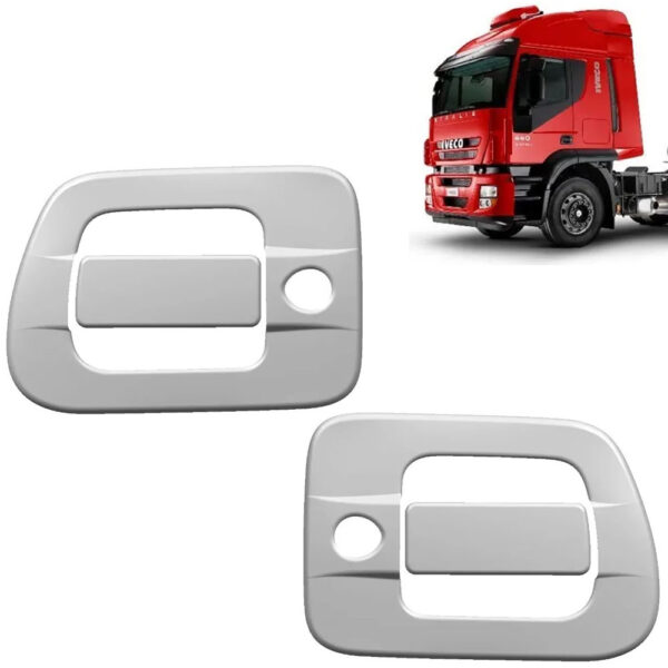 Par Aplique Inox Maçaneta Porta para Caminhão Iveco Stralis