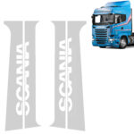 Par Aplique Coluna Porta Inox para Caminhão Scania S4 / S5 / S6