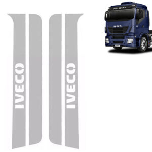 Par Aplique Inox Coluna da Porta para Caminhão Iveco Eurocargo / Eurotech / Hi-Road / Hi-Way / Stralis / Tector / Cursor