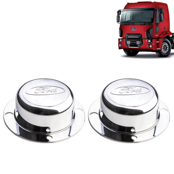 Par Sobre Tampa Cubo Cromada Dianteira para Caminhão Ford Cargo
