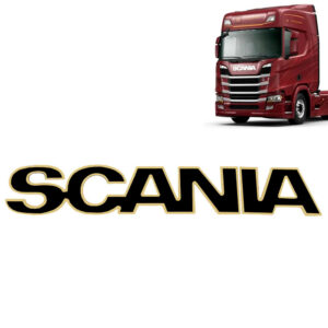 Emblema Letreiro Frontal Grade para Caminhão Scania NTG Black Piano Gold