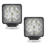Par Farolete Farol Auxiliar Led Bivolt Quadrado 9 LEDS 8,5 cm