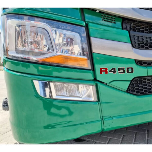 Emblema Potencia Acrílico para Caminhão Scania NTG R450 Black Piano e Vermelho