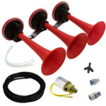 Kit Buzina Verdureiro 3 Cornetas Válvula Bivolt 12v / 24v Mangueira e Conexões