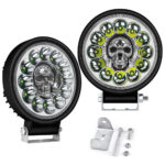Farolete Led Redondo 12 Leds 36W 10Cm 12/24v Caveira Multicolor