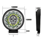 Farolete Led Redondo 12 Leds 36W 10Cm 12/24v Caveira Multicolor