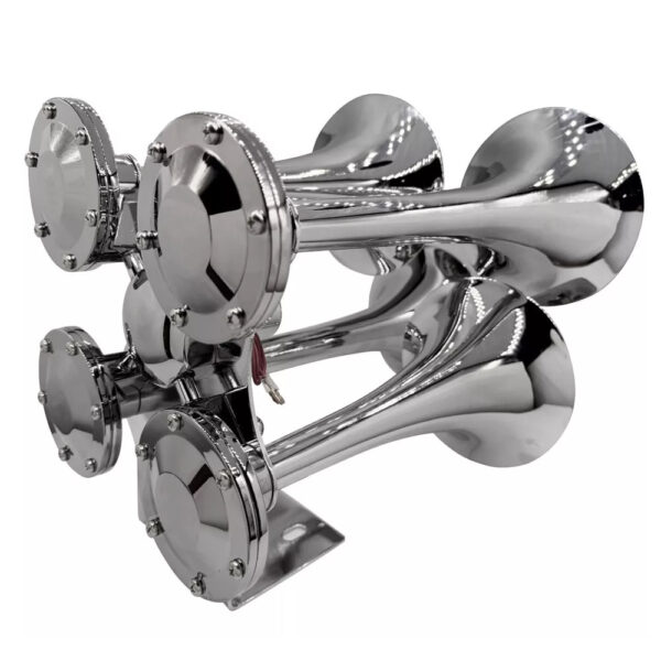 Buzina Marítima / Trem a ar com 4 Cornetas Cromadas Para Caminhão
