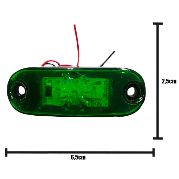 Lanterna Delimitadora Placa LED Verde para Universal Caminhão 12v 24v