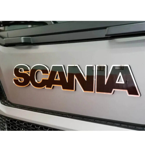 Emblema Letreiro Frontal Grade para Caminhão Scania P NTG Black Piano