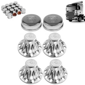 Kit Sobre Tampa Cubo Cromada para Caminhão Scania S4 114 124 6X4